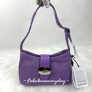 Coach Eliza Shoulder Bag In Denim/Silver/Iris CBR14 NWT